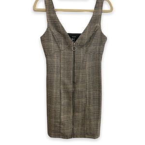 Plaid Front Zipper Dress